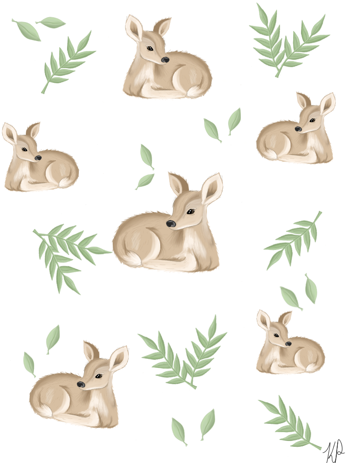 Deer with leafy wrapping paper design